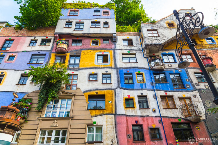 The colourful exterior of Hundertwasserhaus in Vienna