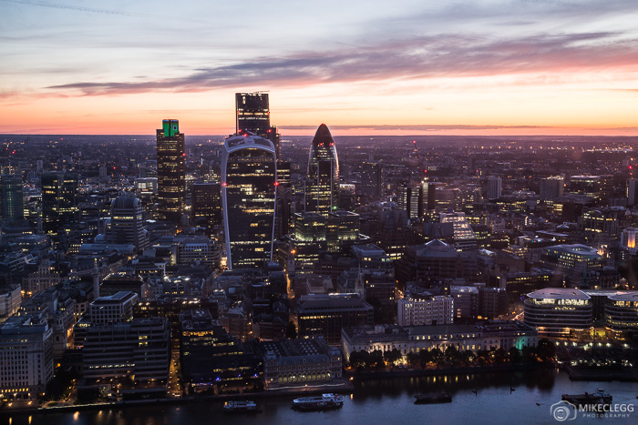 View from the Shard at sunrise in London