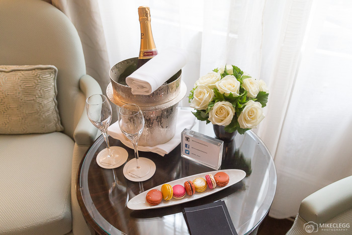 Flowers and champagne at Prince de Galles