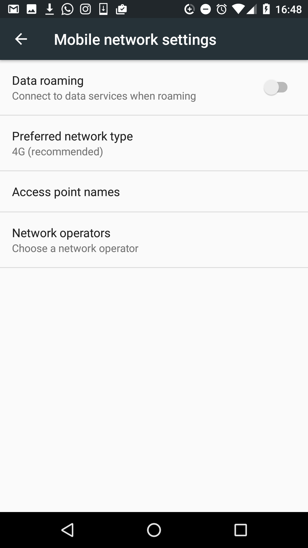 Data Roaming Screenshot