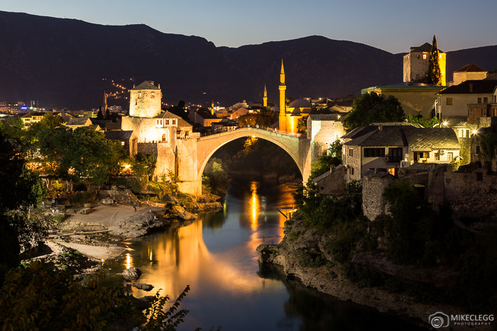 Mostar skyline at night, Bosnia and Herzegovina