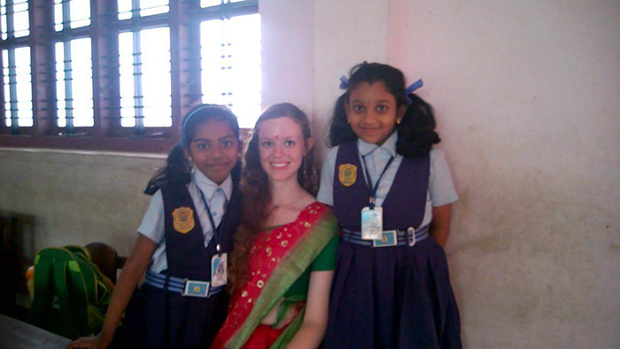 Samantha volunteering in India