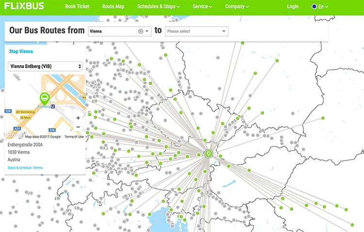 Flixbus Route Map