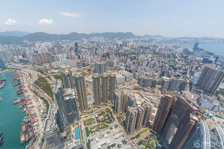 Views of Hong Kong City from Sky100 observation deck