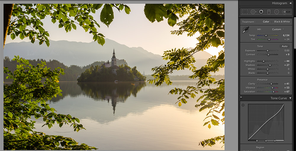 Editing Examples - Bled Lake - Basic Adjustments