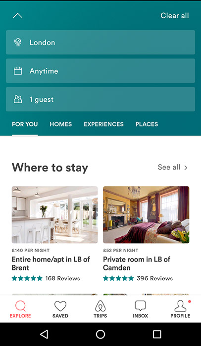 Airbnb App Screenshot