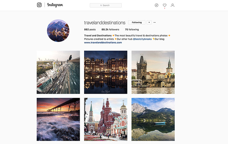 Instagram travel account