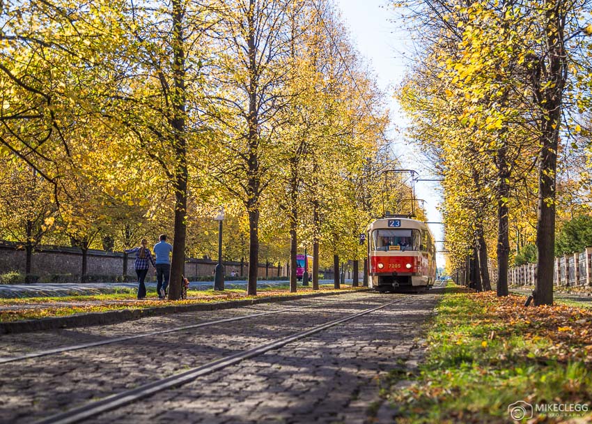 Mariánské hradby, Trams, Autumn, Prague