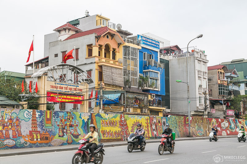 Mosaic, bikes and architecture along Yen Phu