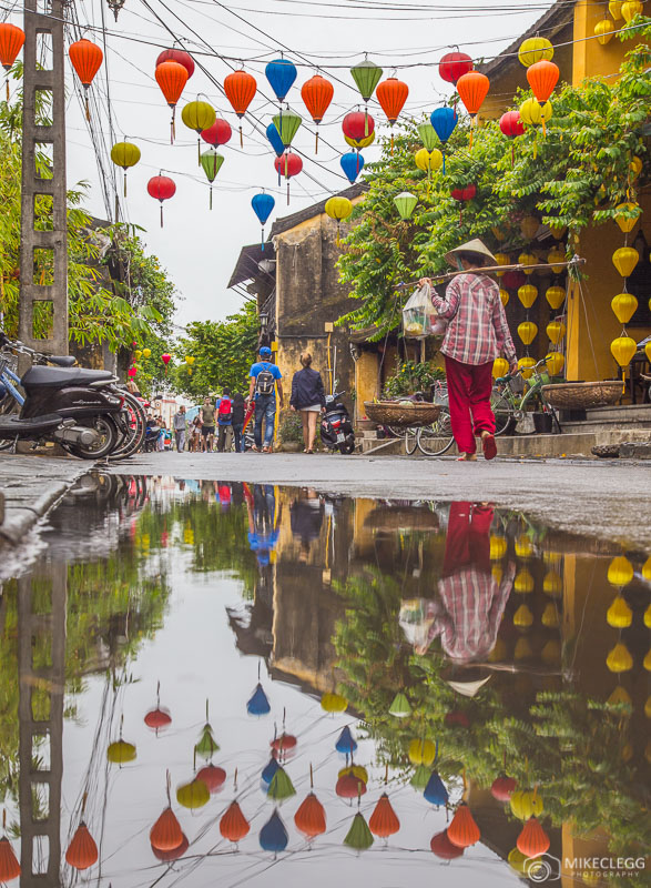 Puddle reflections in Hoi An, Vietnam