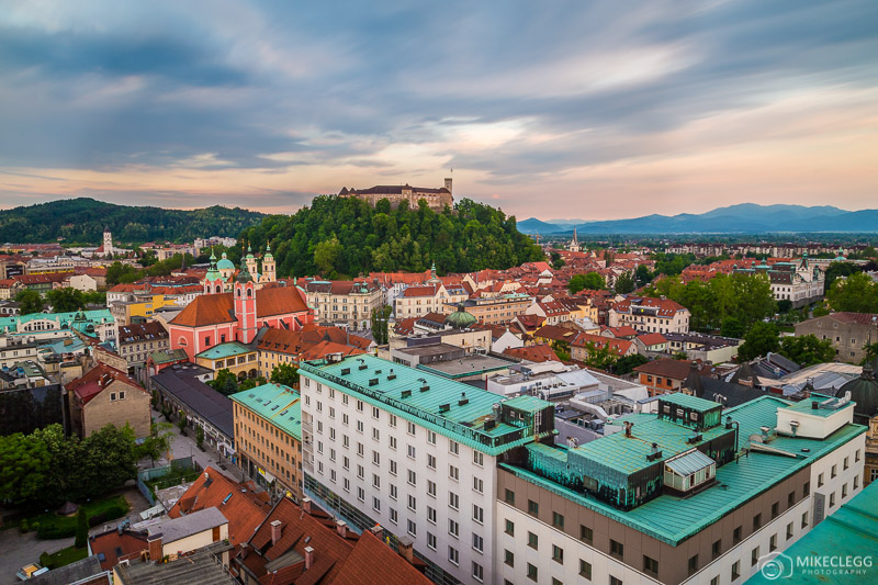 Sunsets in Ljubljana from Neboticnik Skyscraper