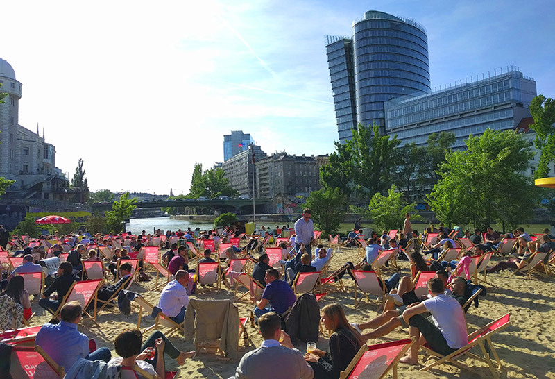 Strandbar Herrmann in Vienna during the summer
