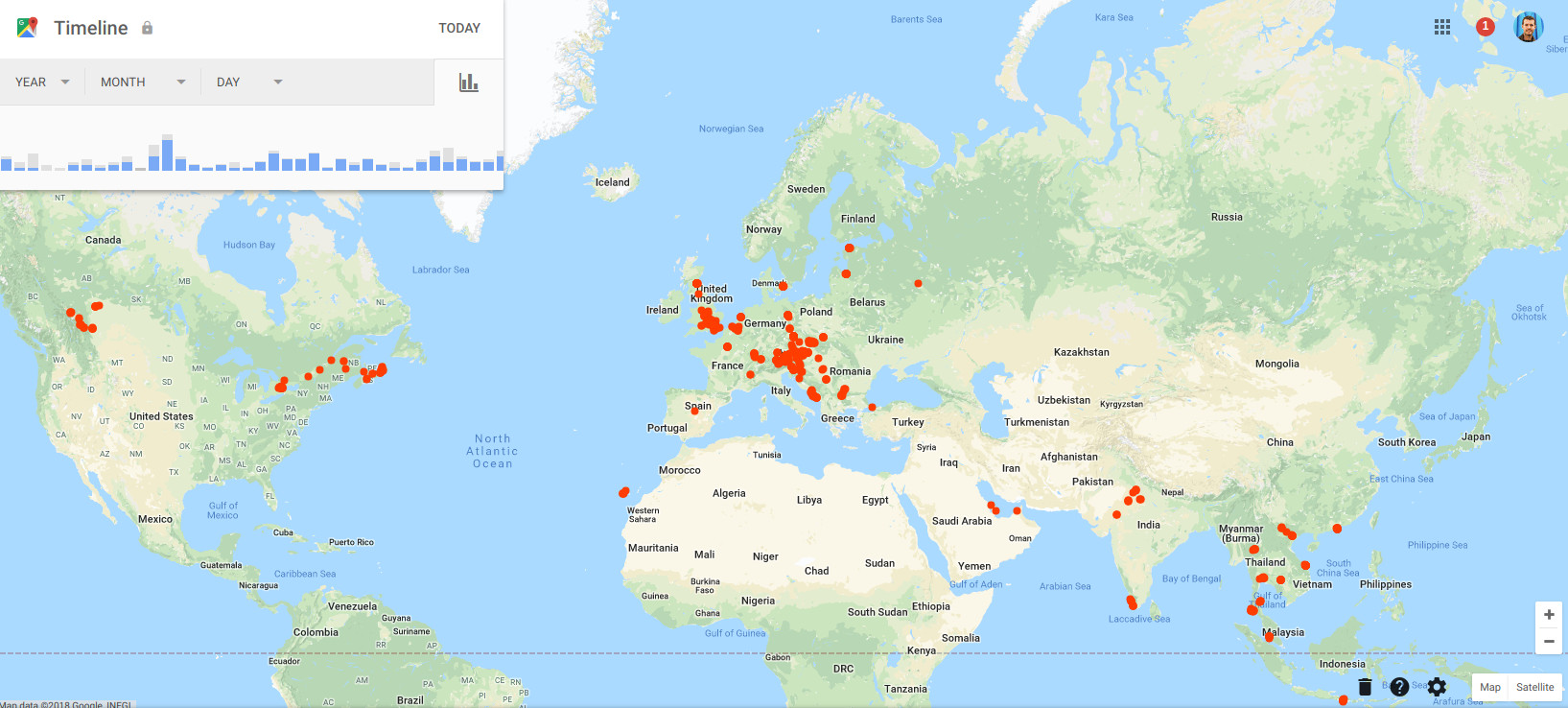 Google Maps location history screenshot