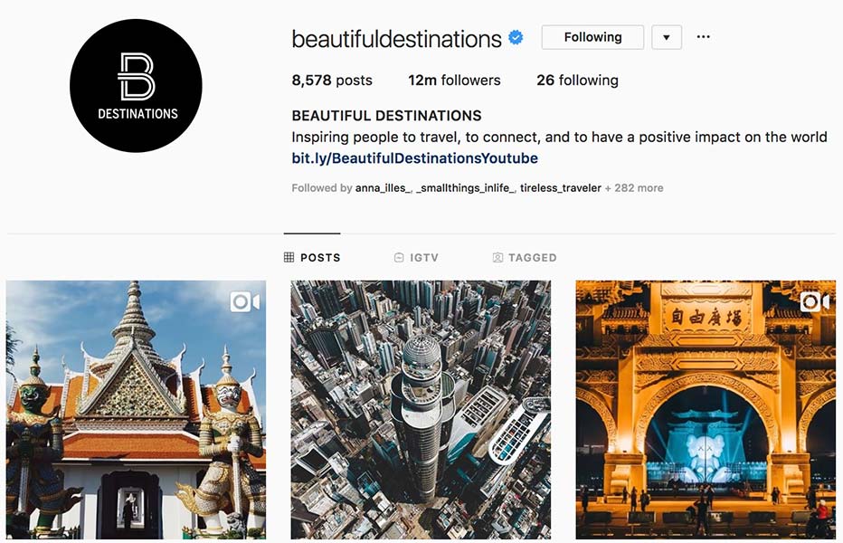 @beautifuldestinations - Instagram hub profile screenshot