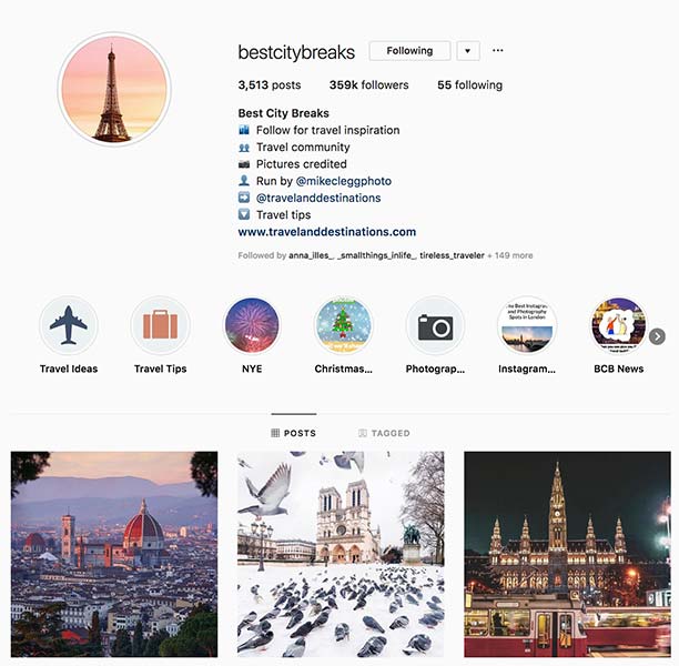 @bestcitybreaks - Instagram hub profile screenshot