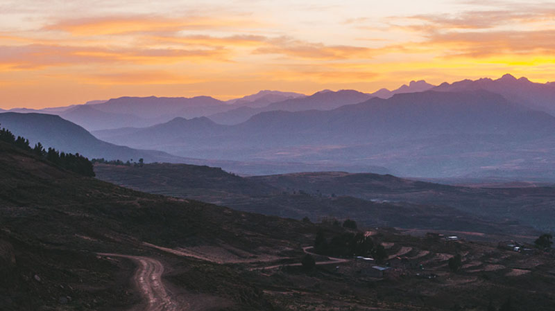 Sunrise on the route into Lesotho