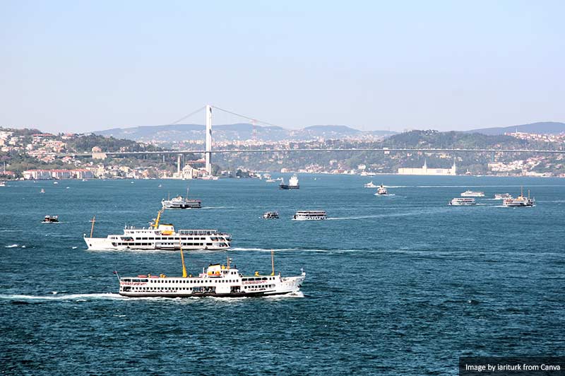 Bosporus with boats
