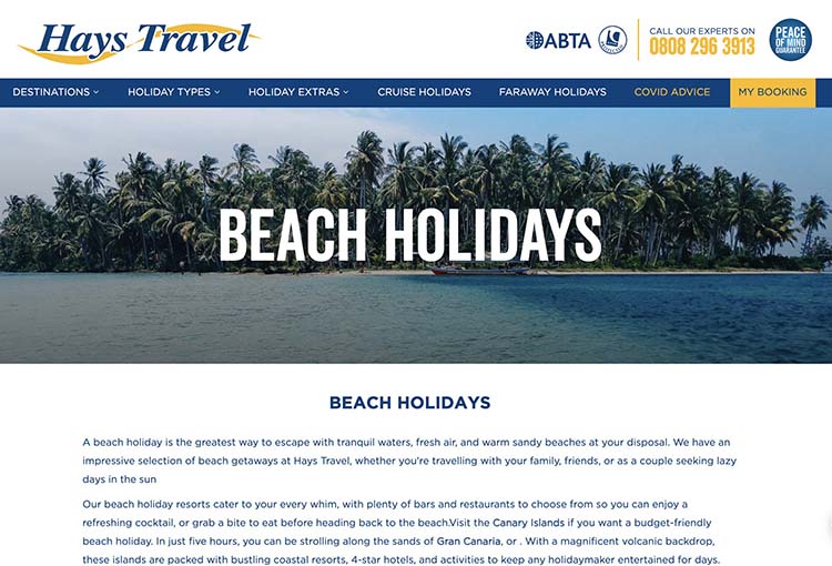 Hays Travel screenshot