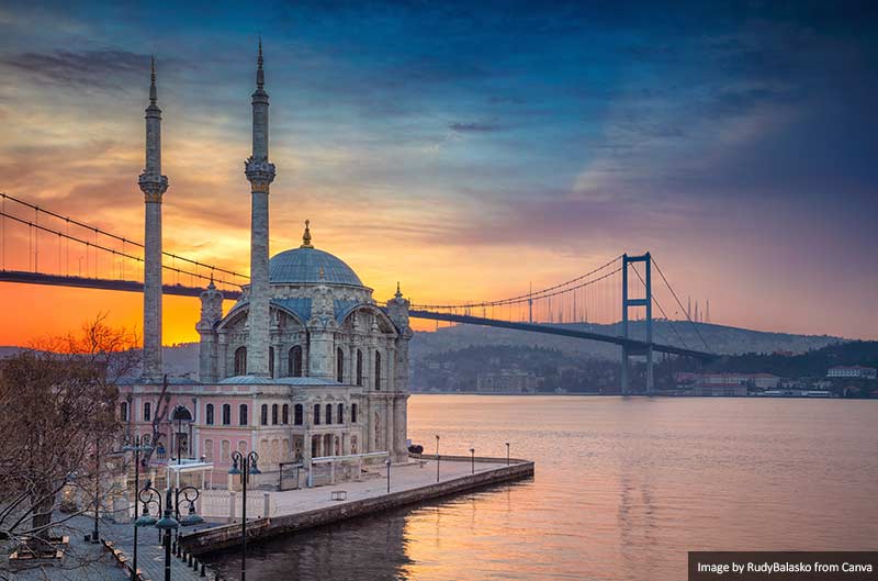Ortaköy Mosque at sunset