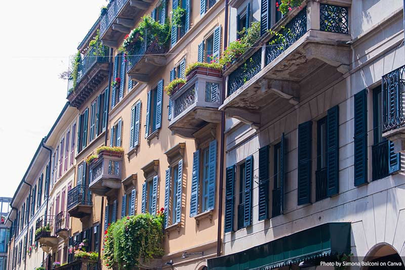 Houses of Brera area in Milan