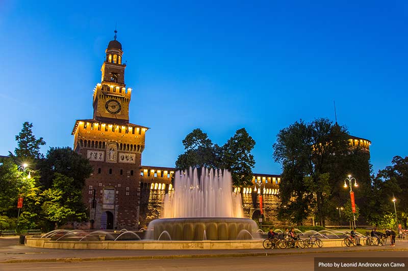 Sforza Castle at twilight