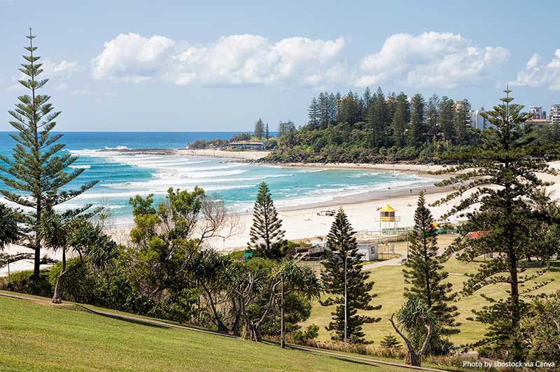 Coolangatta beach and Snapper Rocks