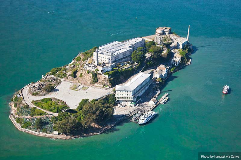 High view of Alcatraz Prison