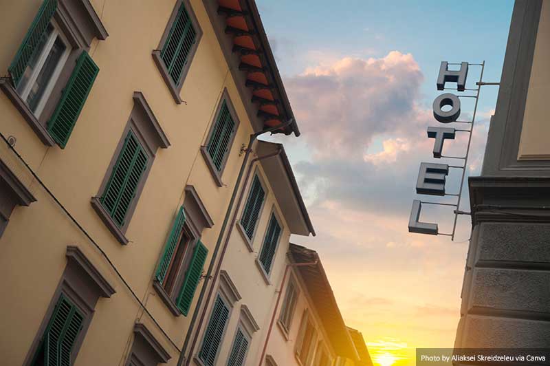 Sign for a hotel in Florence