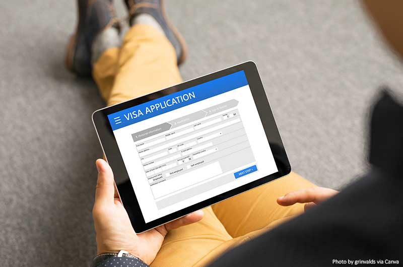 How to Get Your Travel Visa Visa application on a tablet