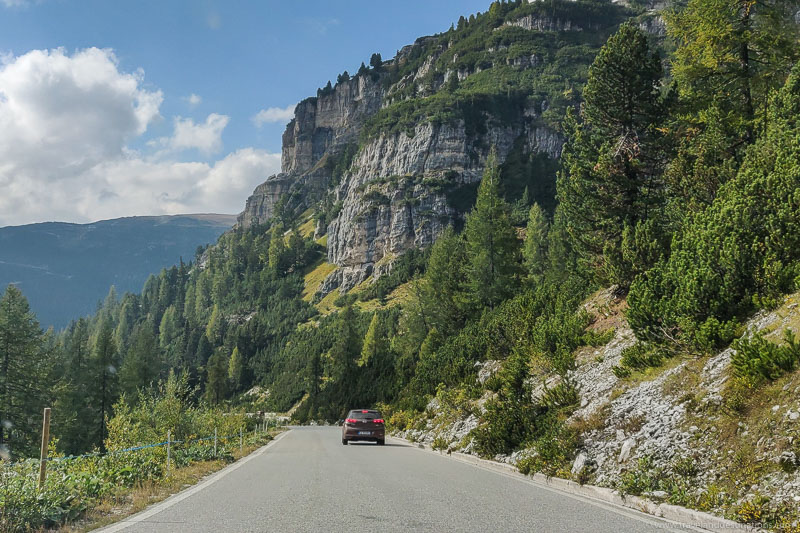 Roads and a car - mountain road
