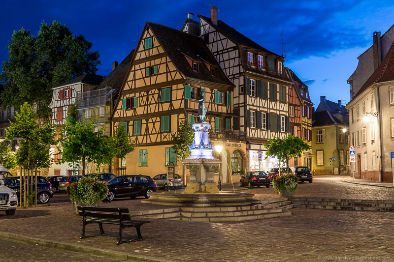 The Roesselmann Fountain, Colmar at night