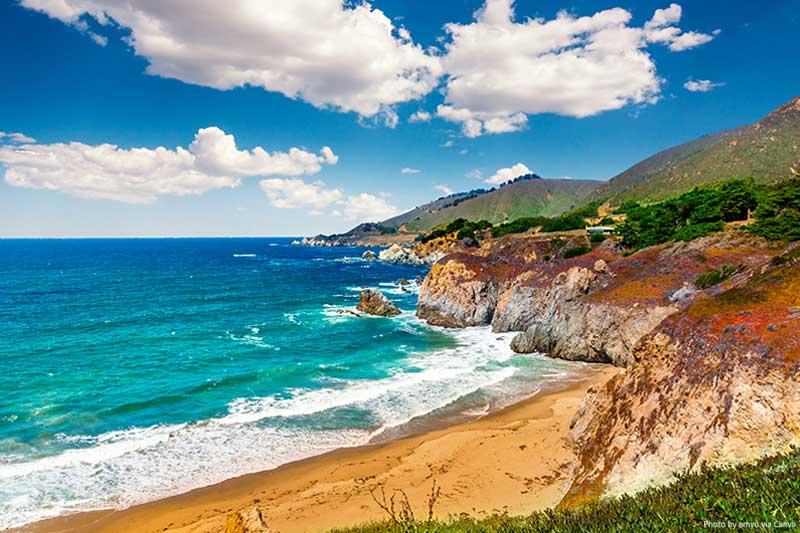 California Coast Road Trip(An Ultimate Itinerary) Coastline scenery on Pacific Coast Highway #1 at the US West Coast