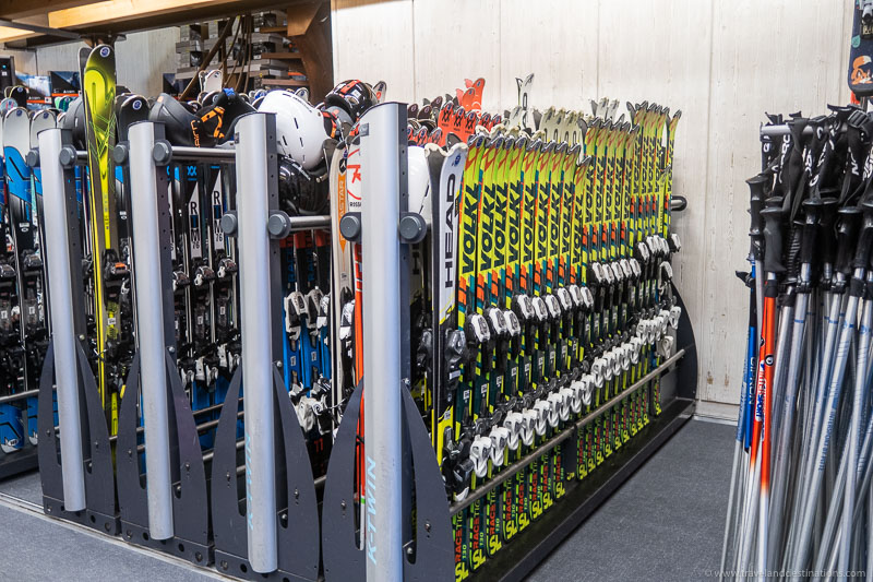 Equipment at a ski hire shop
