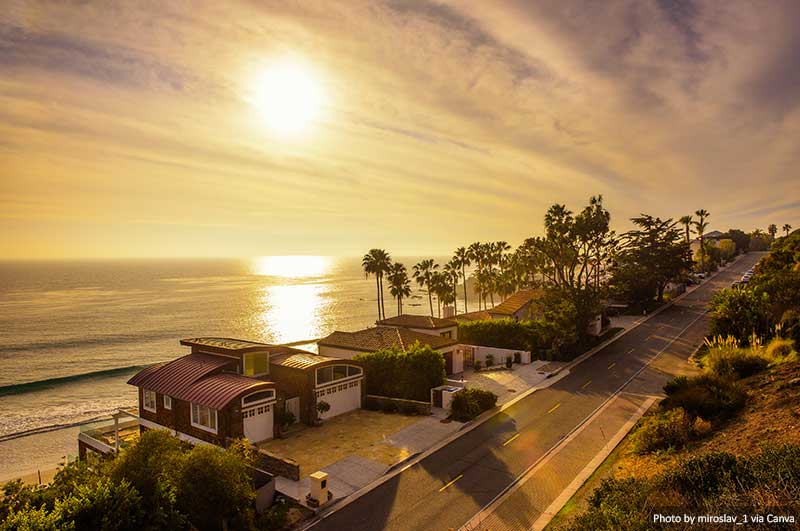 Oceanfront homes of Malibu beach