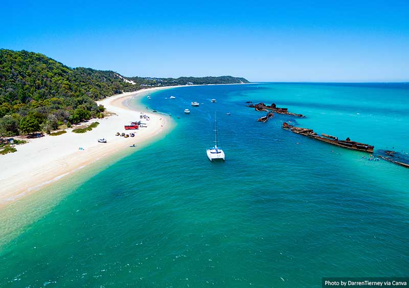 Tangalooma shipwrecks on the coast of Moreton Island
