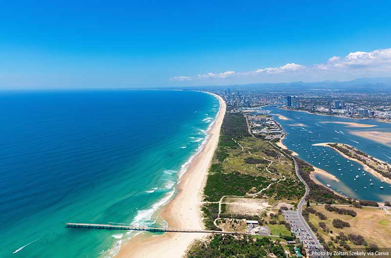 View of the Spit Looking towards Surfers Paradise