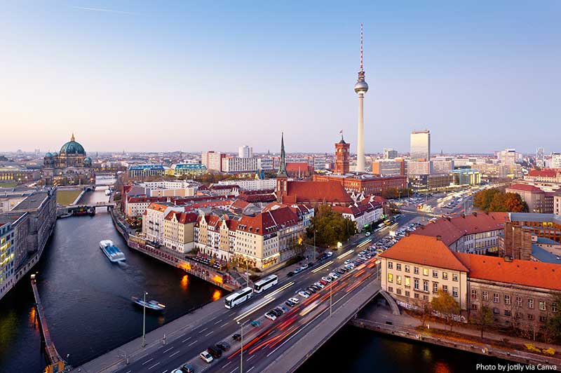 Berlin skyline at twilight