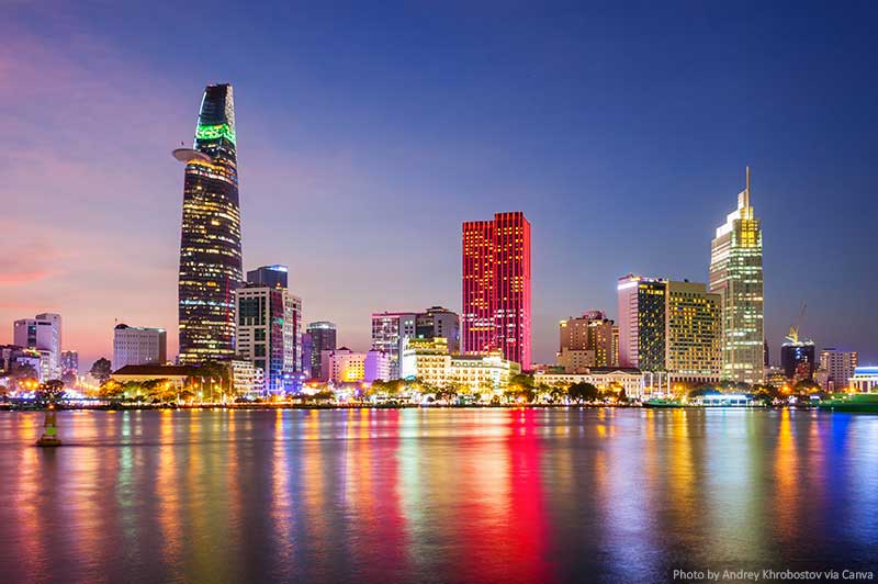 Ho Chi Minh city skyline at night