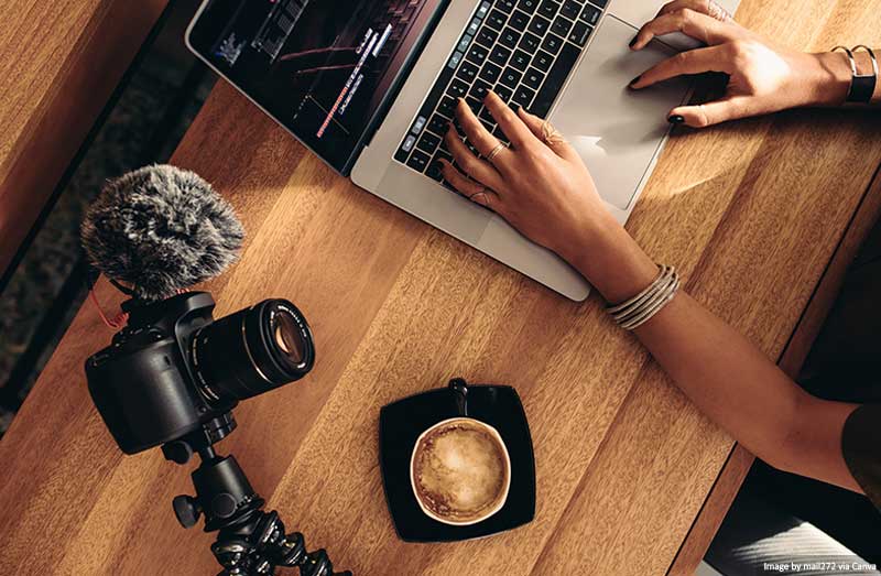 Camera and laptop editing