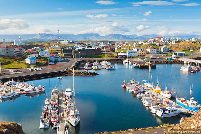 Stykkisholmur skyline and surrounding landscape