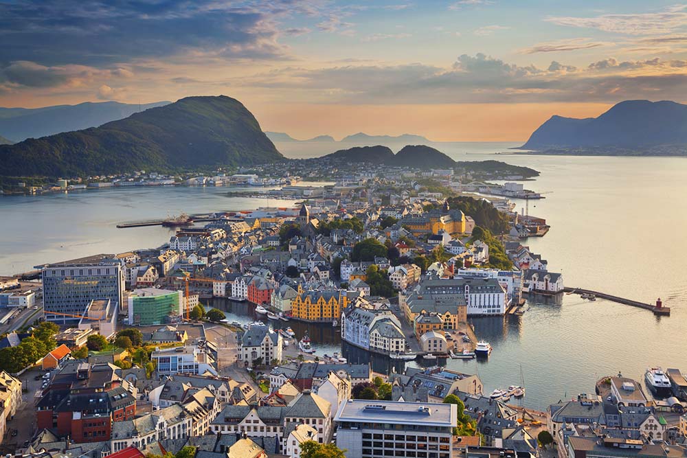 Alesund skyline in Norway
