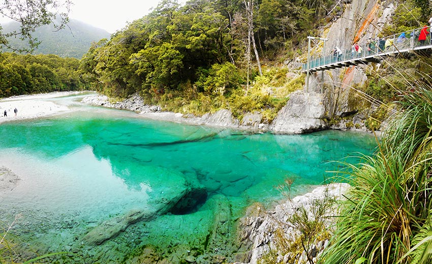 Colourful water along the Blue Pools Track