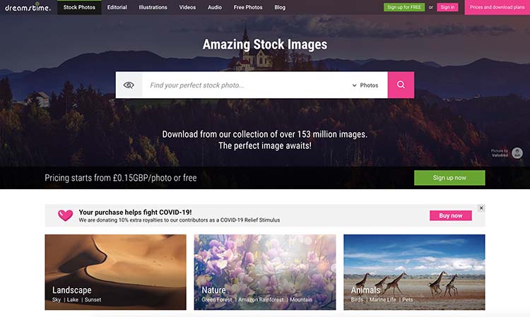 Dreamstime screenshot