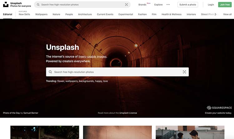 Unsplash screenshot