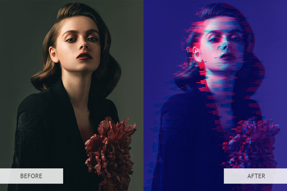 Glitch Effect PS Actions Example