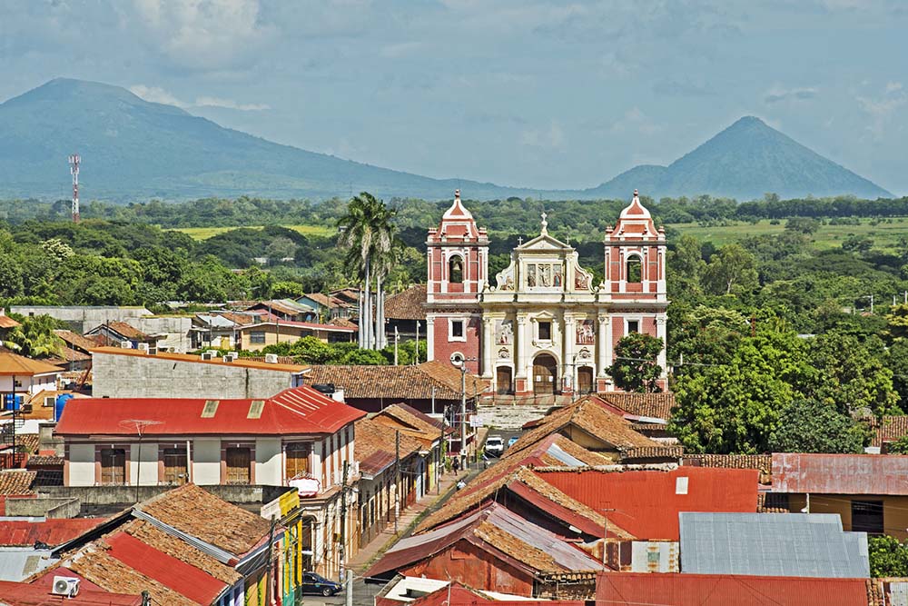Leon cityscape and mountains in Nicaragua
