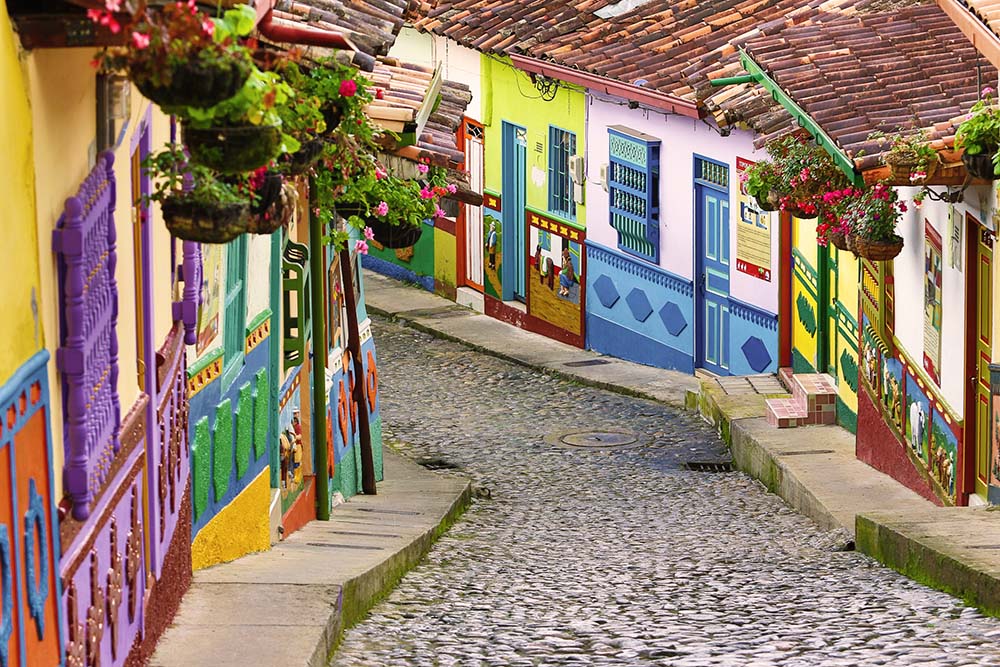 Colourful street in Guatape