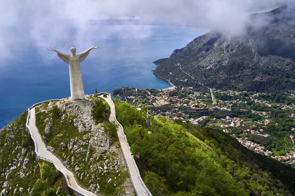Maratea coast and statue
