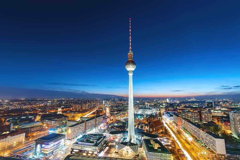Berlin TV Tower at night