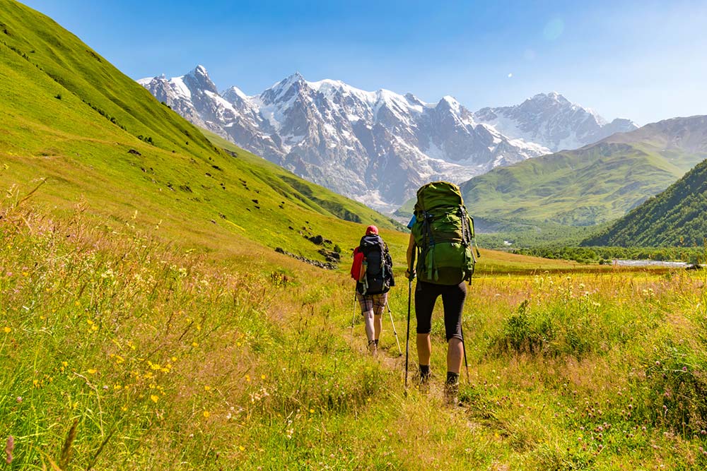 Hiking in Caucasus mountains, Svaneti, Georgia